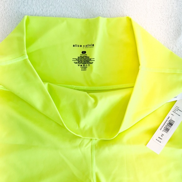 Alice + Olivia NWT Women's Neon Key Lime Aaron High-Rise Biker Shorts XL - Picture 6 of 8